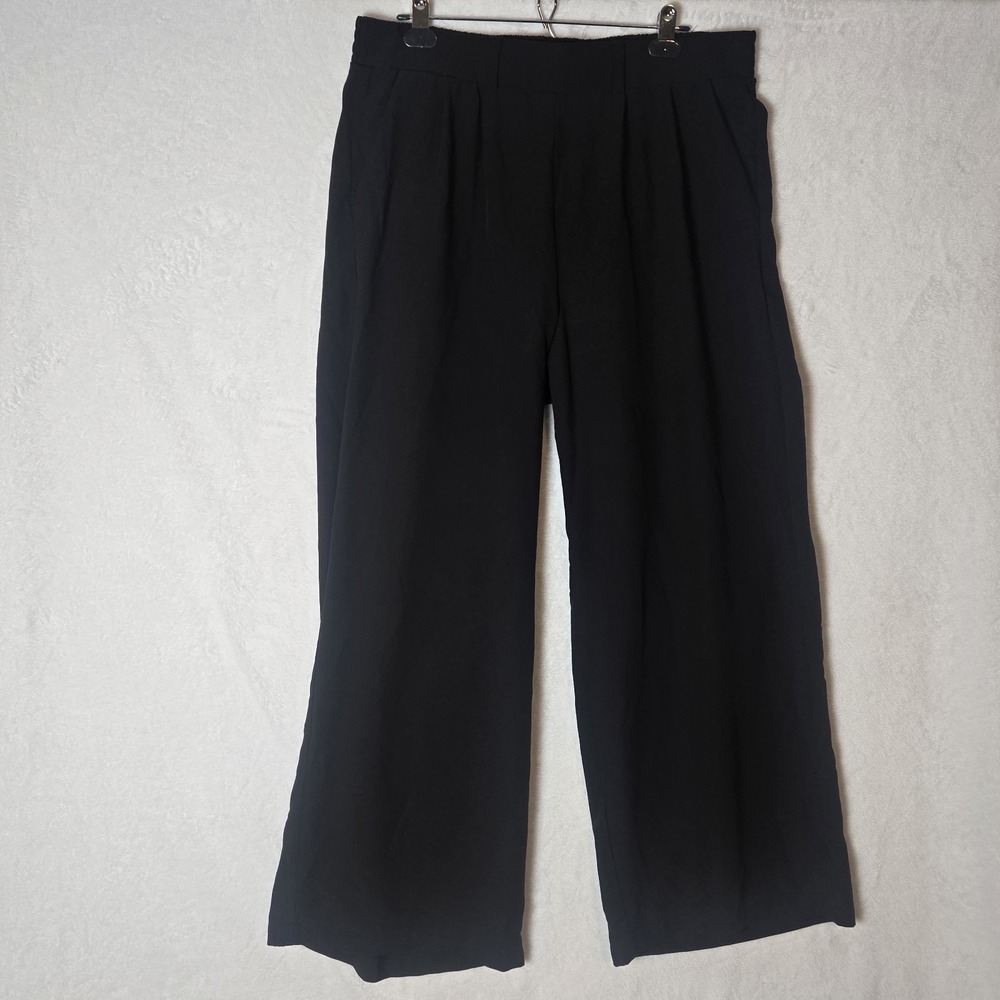 Torrid Plus Size 1 Black Polyester Blend Wide Leg Pull On Career Pants Flowy